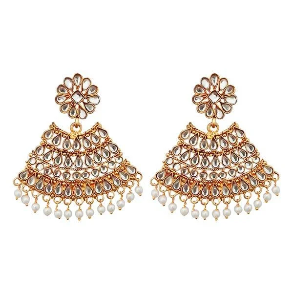 women’s wedding stud earrings-Kriaa Kundan Gold Plated Dangler Earrings - 1312954