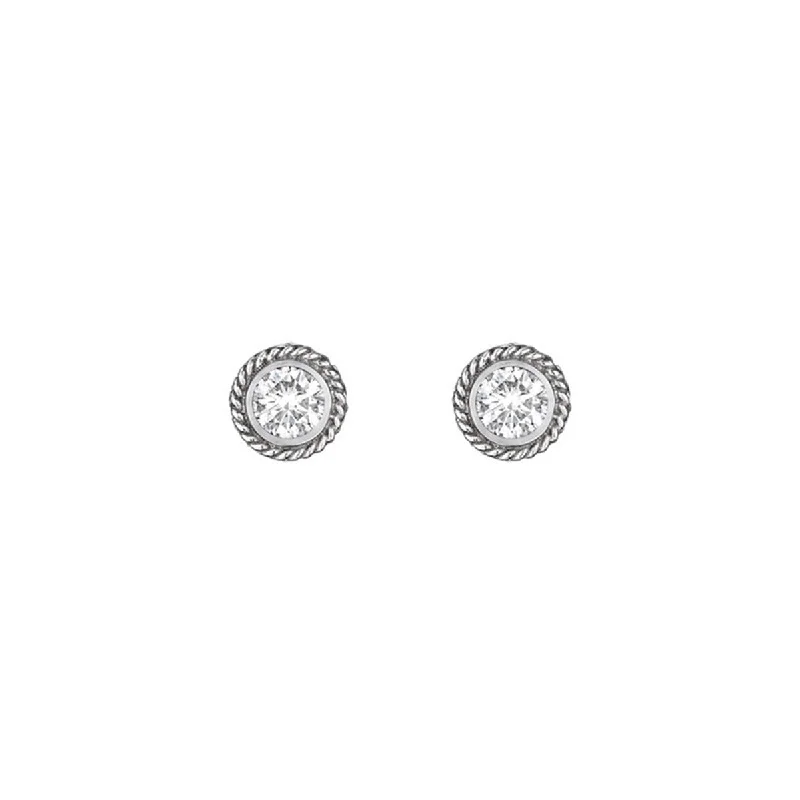 women’s double drop earrings-Petite Twist Bezel Diamond Earrings