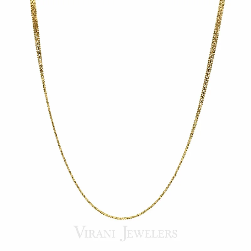 women’s fine necklaces-22K Yellow Gold Box Chain Necklace W/ Beaded Trim Accents for Men