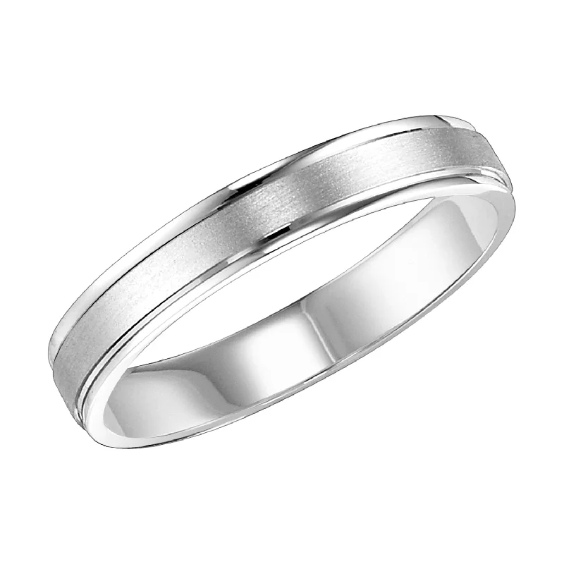 women’s luxury engagement rings-White Gold 4mm Comfort Fit Men's Wedding Band