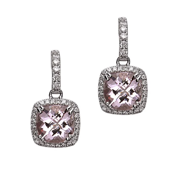 women’s tassel earrings-Morganite and Diamond Earrings