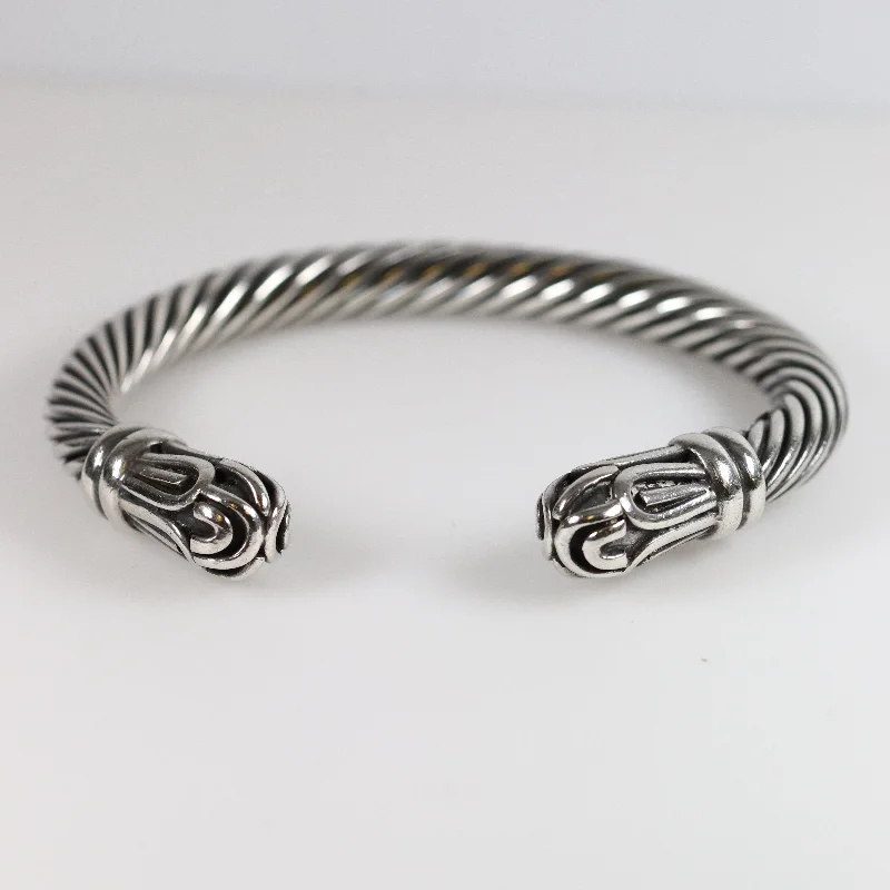 women’s sparkling bangle bracelets-Vintage Silver Jewlry | Heavy Twisted Cuff Bracelet