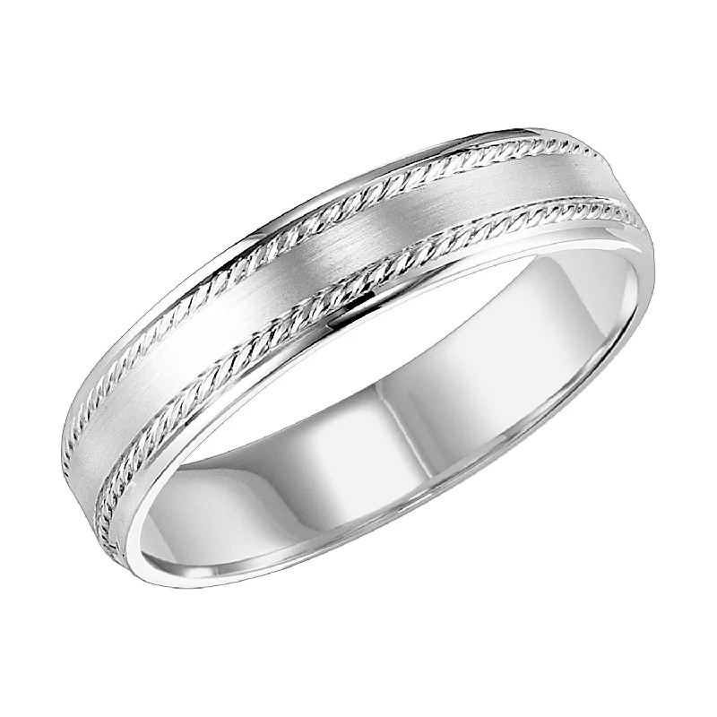 women’s luxury diamond engagement rings-White Gold Engraved Men's Wedding Band