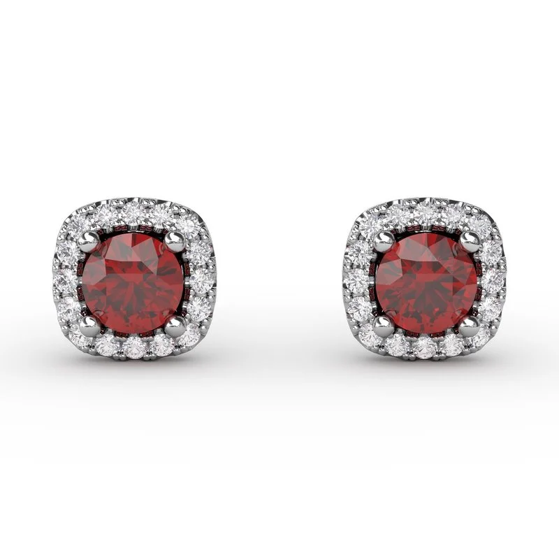 women’s silver earrings-FANA Ruby and Diamond Stud Earrings ER1479R