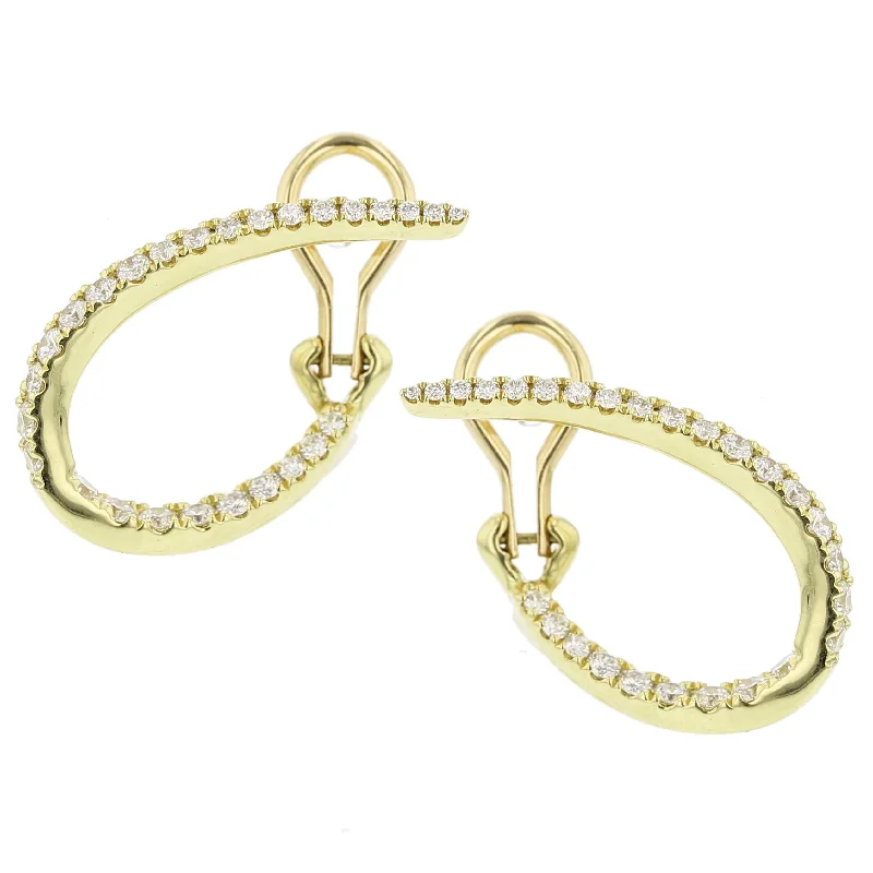 women’s wedding earrings-Oval Hoop Diamond Earrings