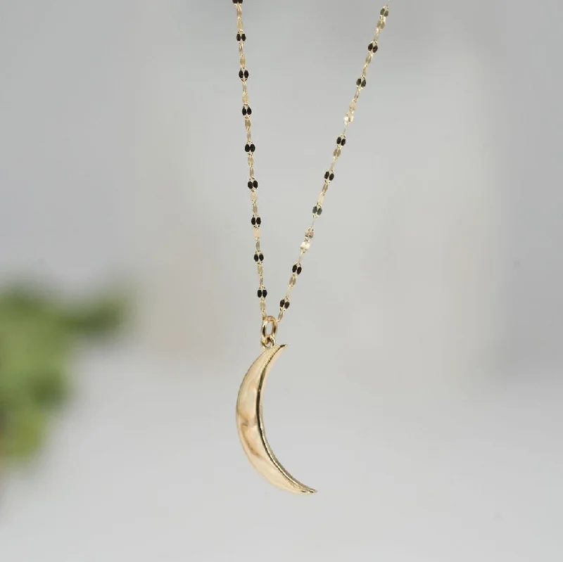 women’s minimalist necklaces-14K Golden Mahina Moon Necklace