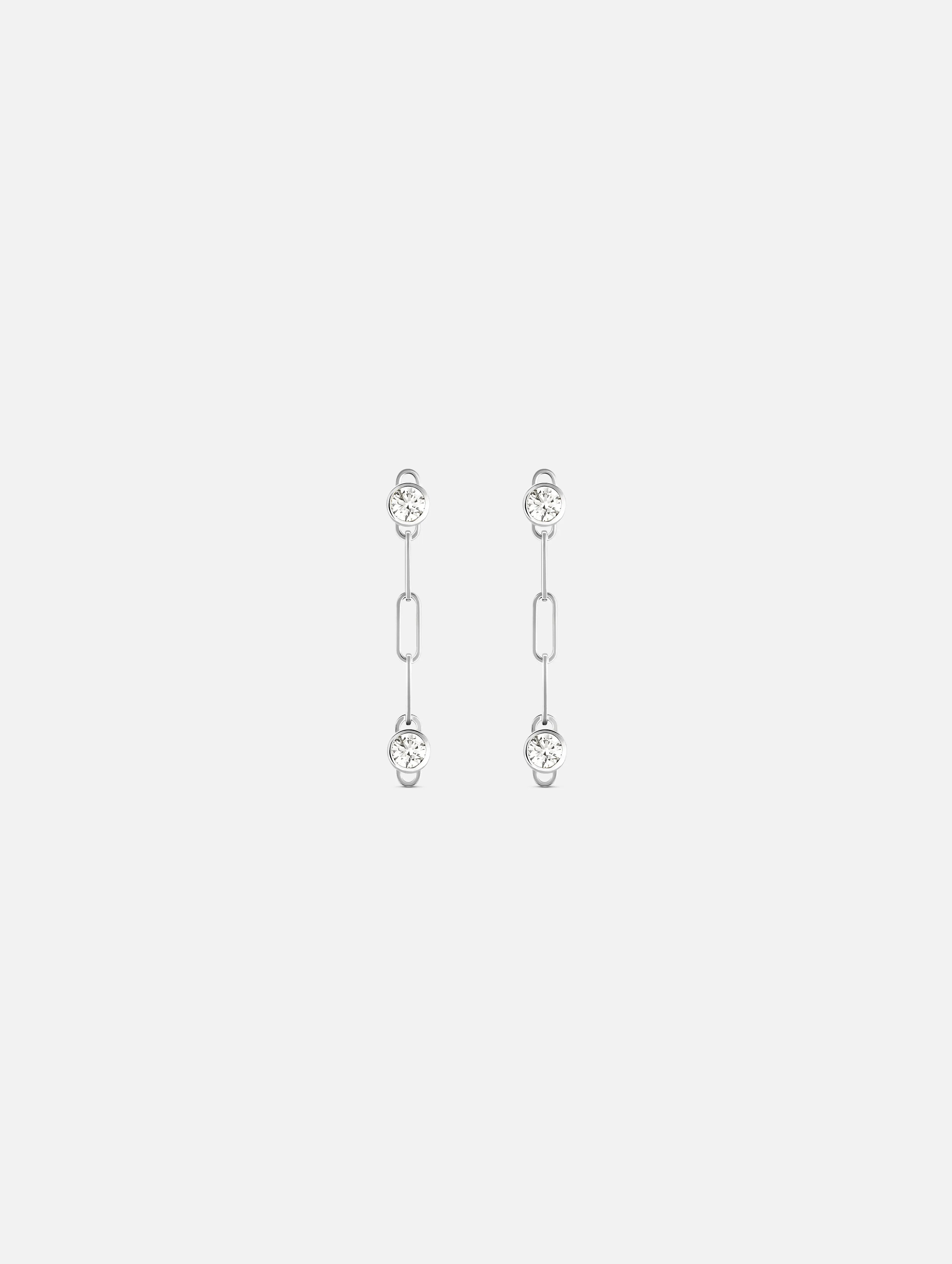 women’s geometric drop earrings-Round Duo PM Classics Earrings in White Gold