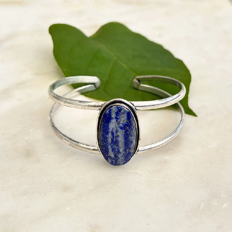 women’s luxury bracelets-Semi-Precious Stone Cuff - Lapis, India