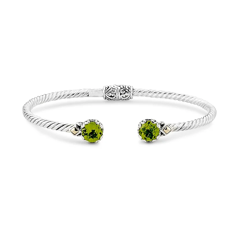 women’s gemstone bangles-Samuel B. Peridot Birthstone Glow Bangle Bracelet - August