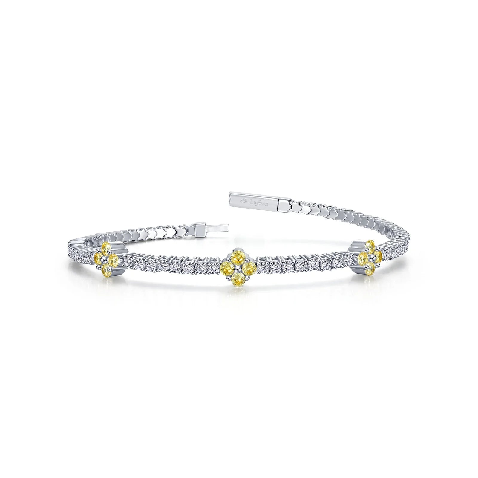 women’s classic bangles-Lafonn Simulated Diamond & Canary Station Flexible Tennis Bracelet B0201CAP68