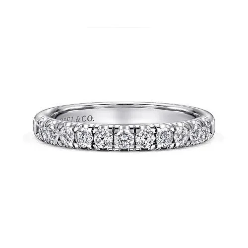 women’s oval cut diamond engagement rings-Portofino - 14K White Gold 11 Stone French Pave Diamond Wedding Band - 0.5 ct