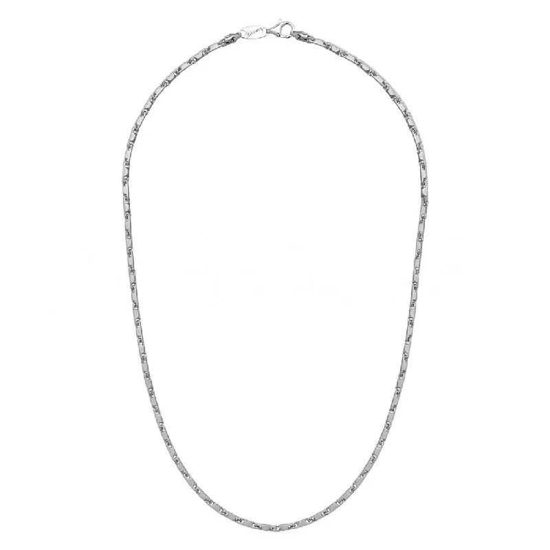 women’s designer necklaces-Solid Bullet Chain Necklace, 24 Inches, Sterling with Rhodium Plating