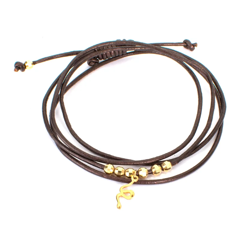 women’s bridal bracelets-Snake Leather Necklace