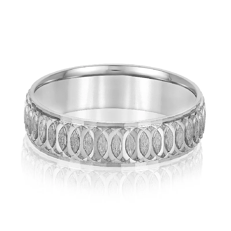 women’s timeless engagement rings-Men's Overlapping Circular Pattern Wedding Band