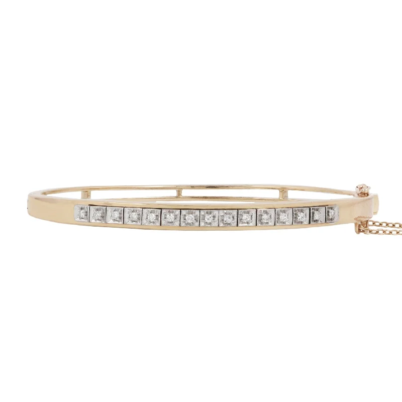 women’s trendy bangles-Diamond Block Bangle