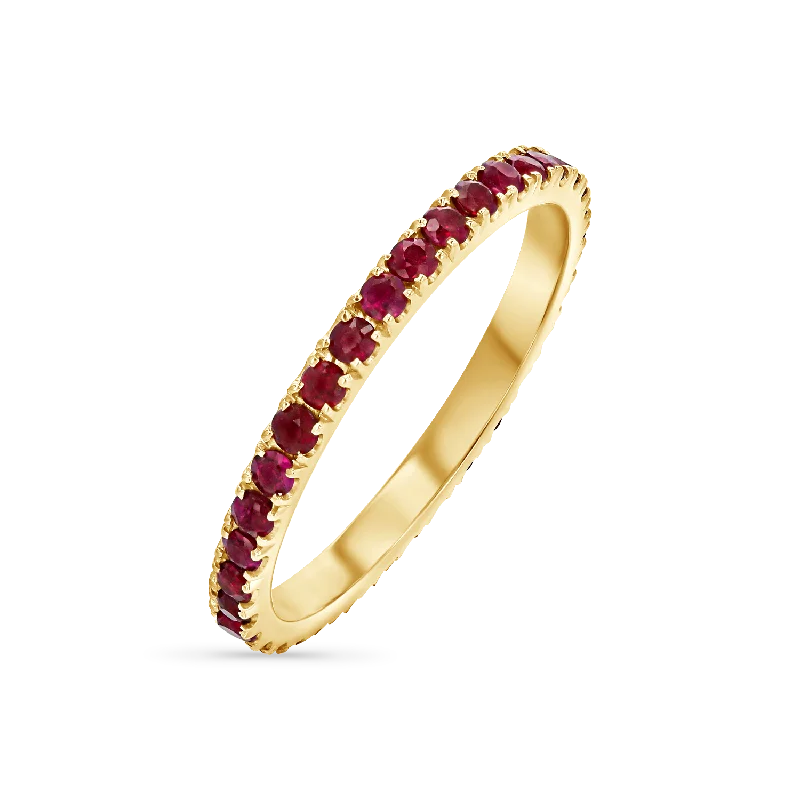 women’s cocktail rings-Ruby U Pave Eternity Band