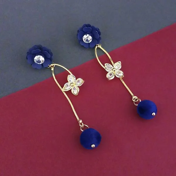 women’s stud earrings-Urthn Blue Floral Austrian Stone Dangler Earrings - 1315707A