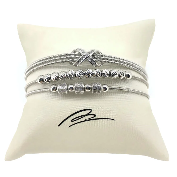 women’s braided bracelets-Silver Infinity Stack