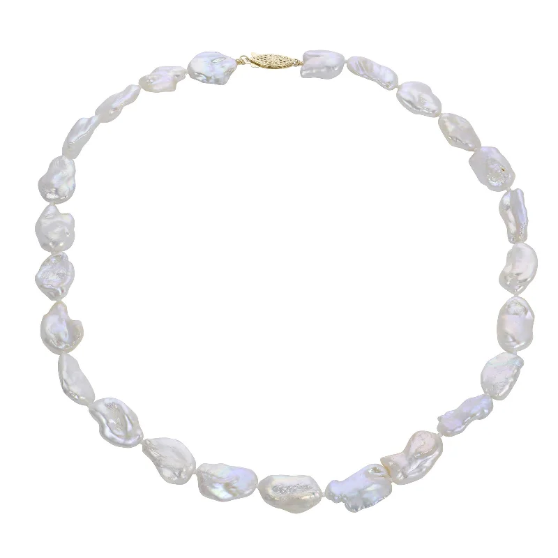 women’s diamond heart necklaces-Keshi Cultured Pearl Necklace, 17 Inches, Sterling Silver