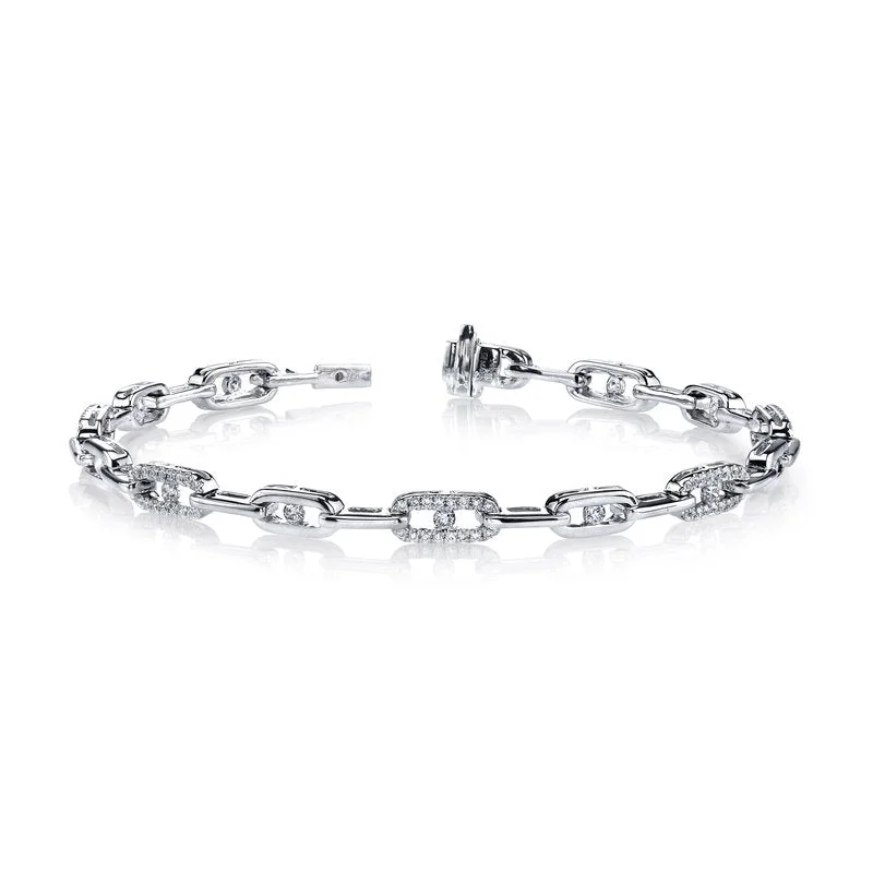 women’s anniversary bangles-14K White Gold 0.80ct. Diamond Paperclip Bracelet