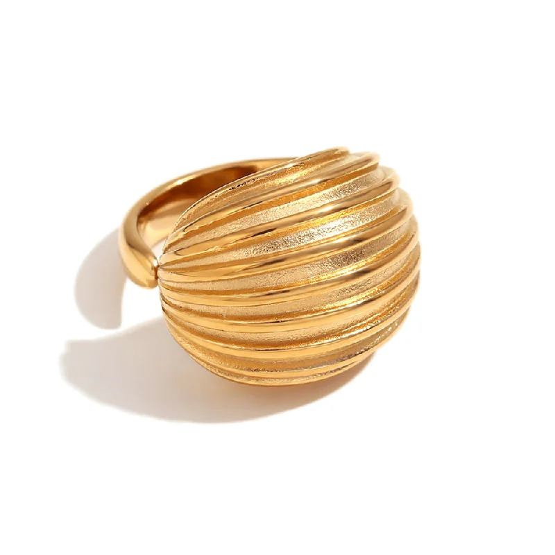 Open Brushed Bread Ring - Gold