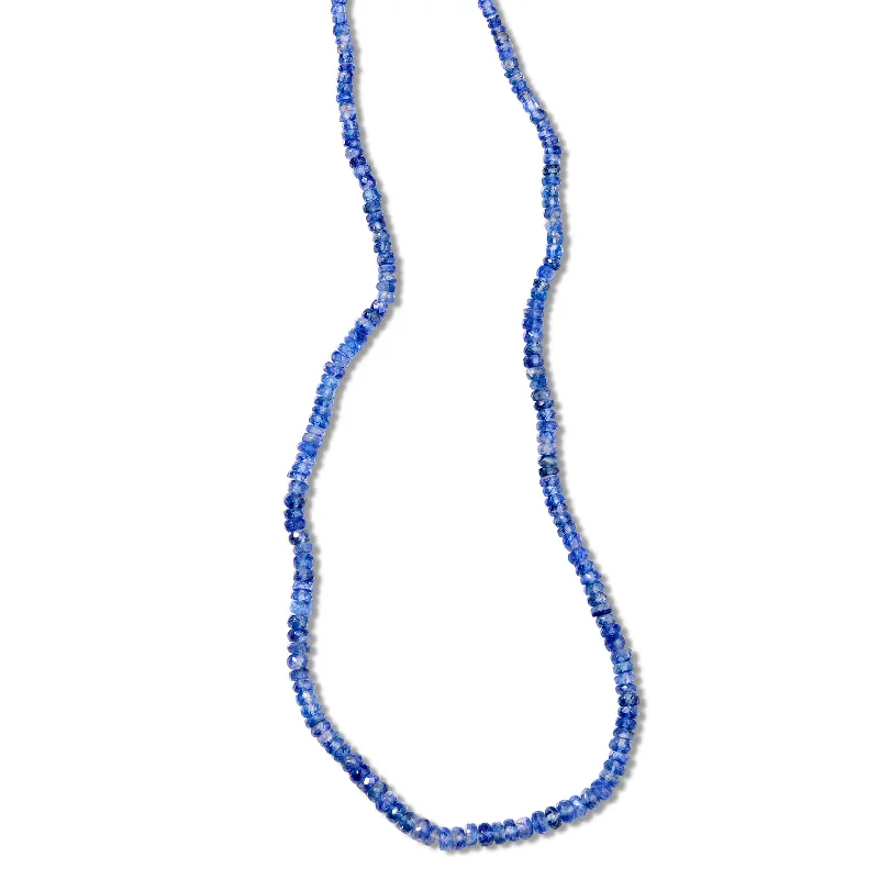 women’s custom necklaces-Kyanite Bead Necklace, 18 Inches, Sterling Silver