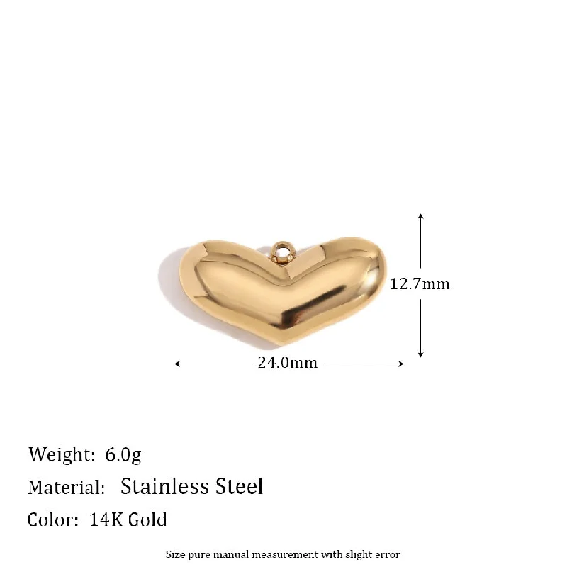 Oil Pressure Wide Peach Heart Pendant - Gold