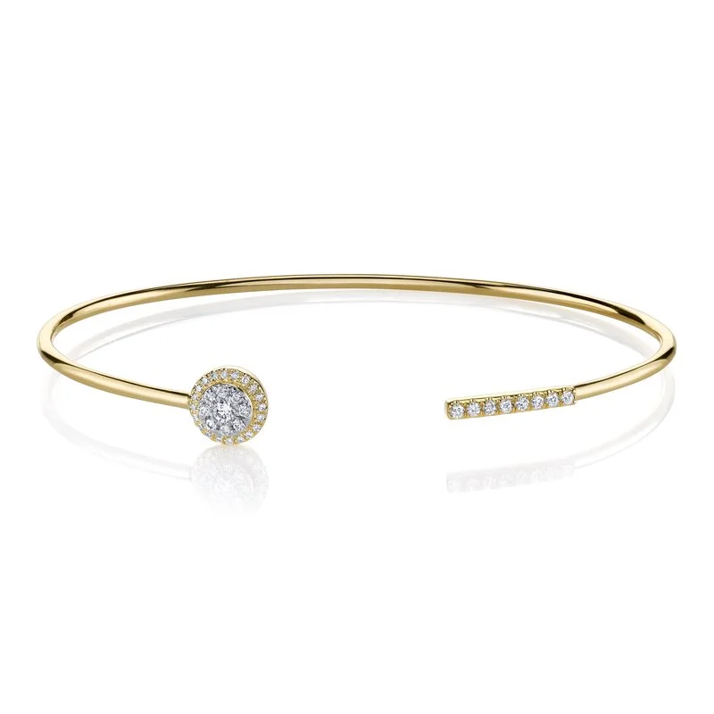 women’s custom bracelets-14K Yellow Gold 0.31ct. Contrasting Diamonds Open Cuff Bracelet