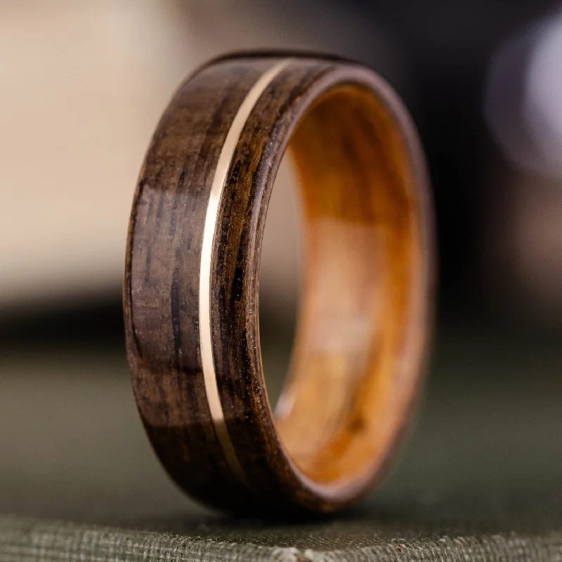 women’s forever engagement rings-The USS New Jersey |  Men's Battleship Teak Wood Wedding Band with Whiskey Barrel Liner & Metal Inlay