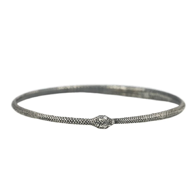 women’s adjustable bangles-Silver Ouroboros Bangle