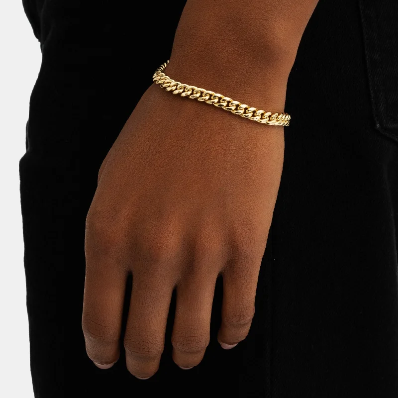 women’s ethnic bangles-6mm Cuban Link Bracelet Gold