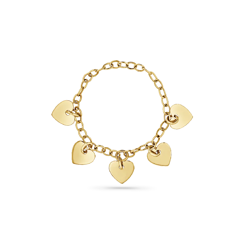 women’s statement rings-Heart Station Chain Ring