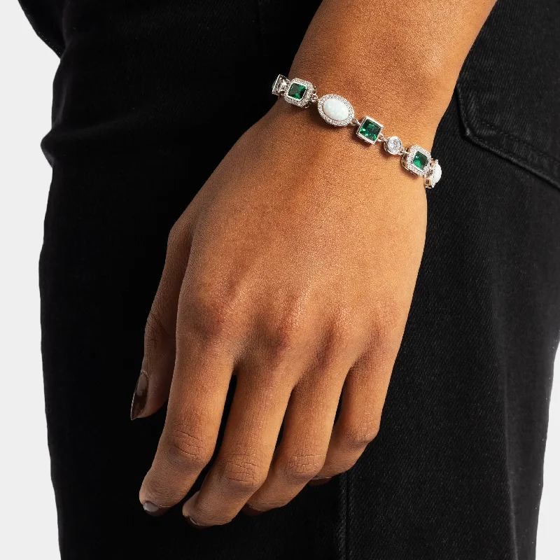 women’s anniversary bangles-Opal Green Gemstone Bracelet