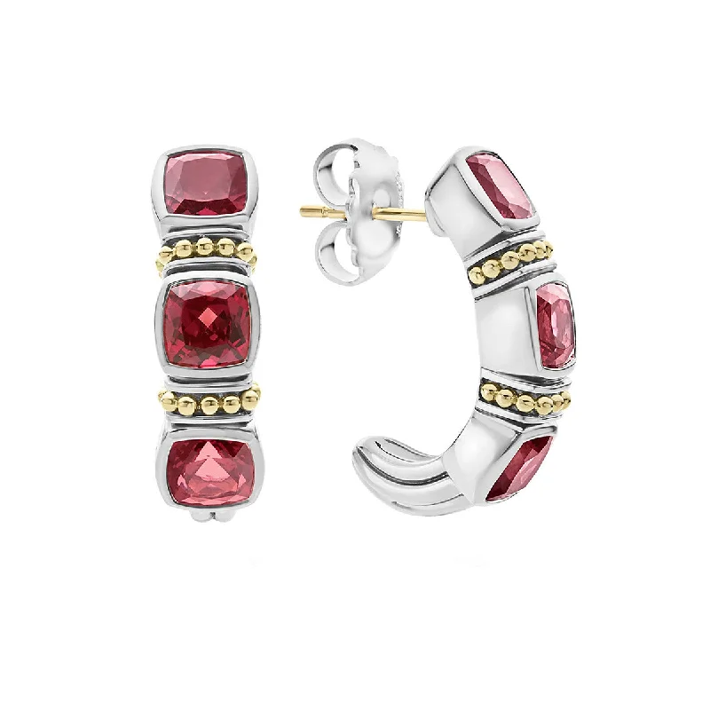 women’s contemporary earrings-Rhodolite Garnet Hoop Earrings