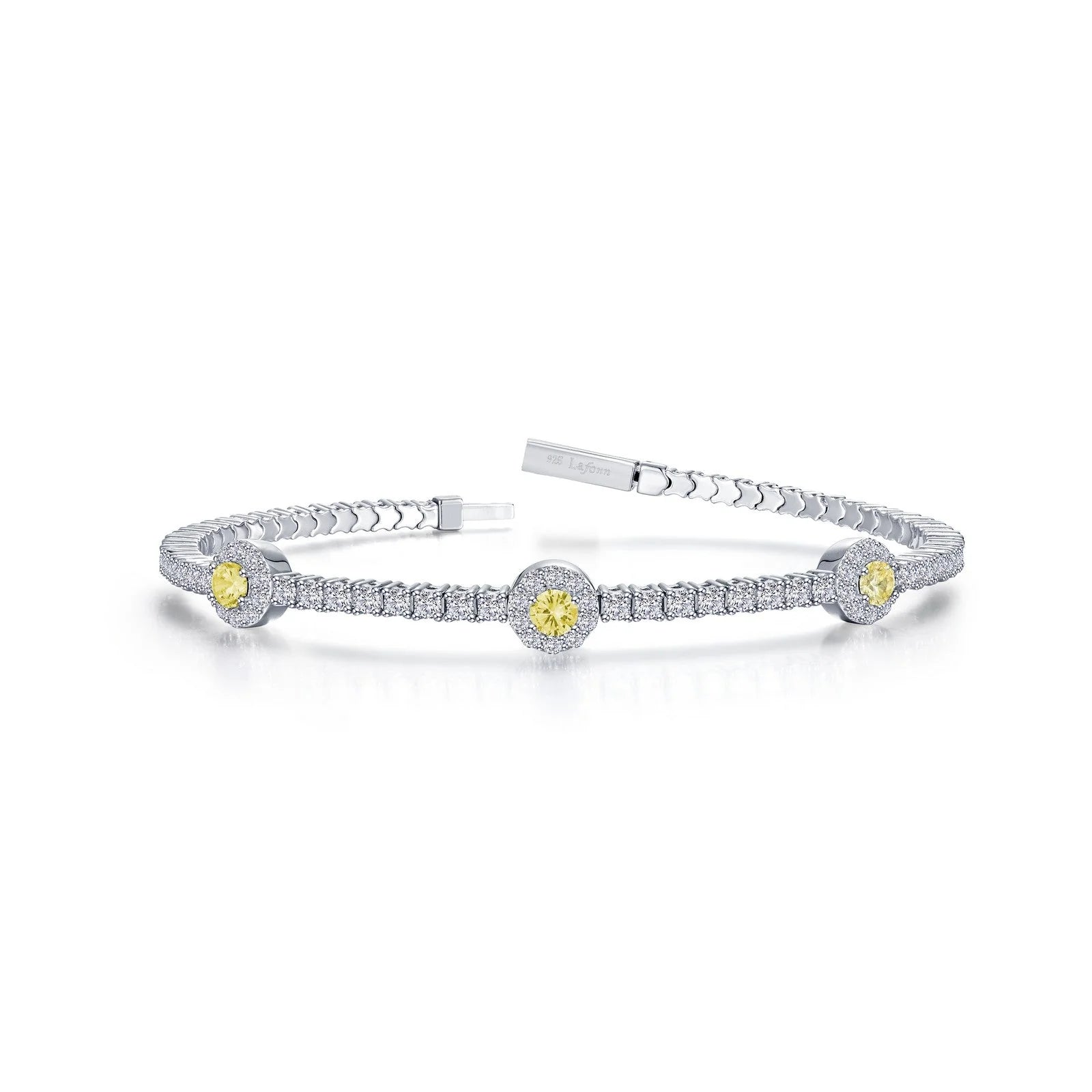 women’s bracelets-Lafonn Simulated Diamond & Canary Halo Flexible Tennis Bracelet B0194CAP68