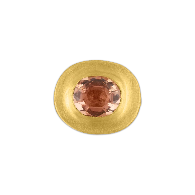 women’s pearl-studded rings-Faceted Peach Tourmaline Masona Ring