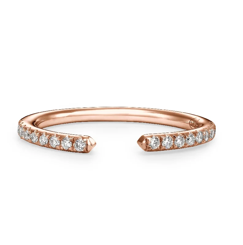 women’s intricate engagement rings-0.22 Ct Round Brilliant Cut Diamond Open Wedding Band in Rose Gold