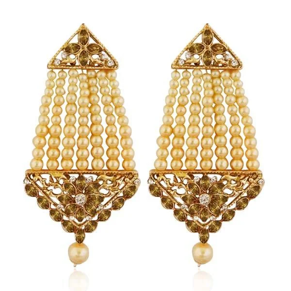 women’s tassel earrings-Kriaa Brown Austrian Stone Gold Plated Dangler Earrings - 1313002A