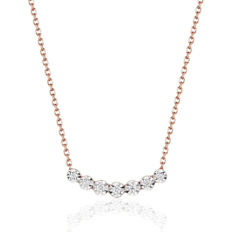 women’s collar necklaces-Rose Gold Fashion Graduated Dia Necklace