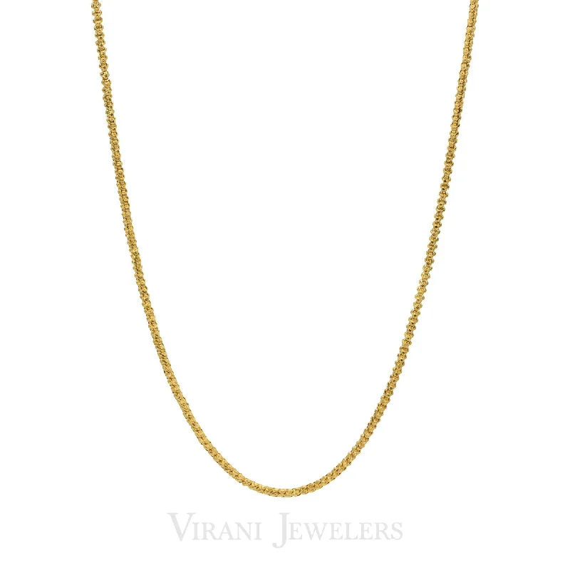 women’s cross necklaces-22K Yellow Gold Beaded Curb Link Classic Chain Necklace for Men