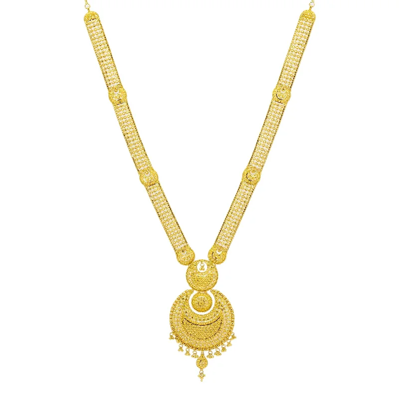 women’s charm pendant necklaces-22K Yellow Gold Chandbali Necklace and Earring set