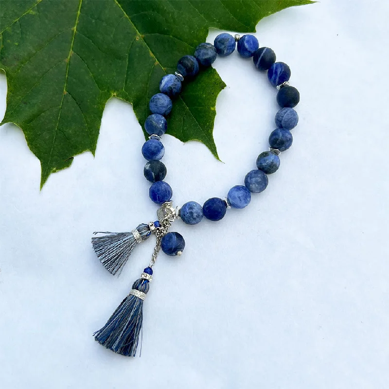 women’s floral bracelets-Tassel Lover's Bracelet - Sodalite, Thailand