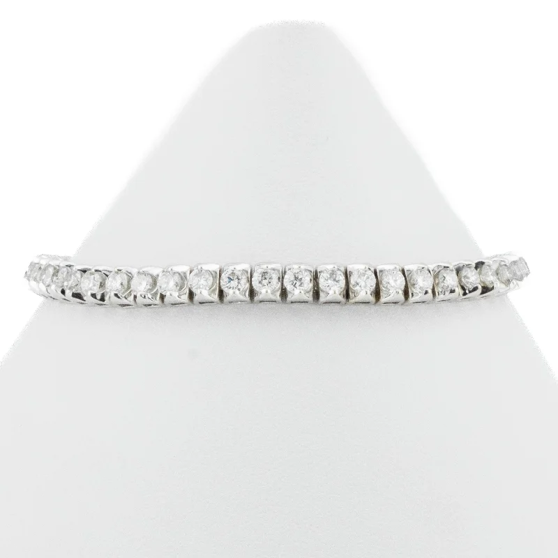 women’s vintage bracelets-5.00ctw Round Diamond 7.5" Tennis Bracelet in 14K White Gold