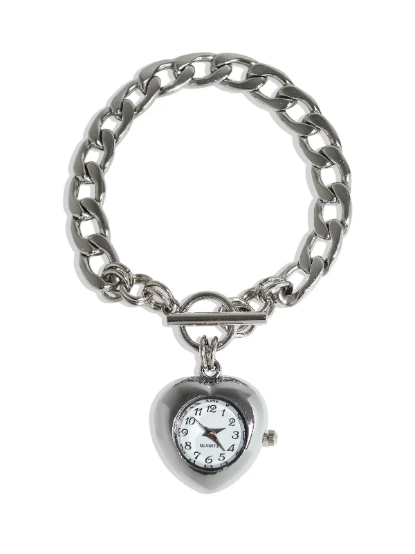 women’s bangle sets-Timeless Love Silver Watch Bracelet