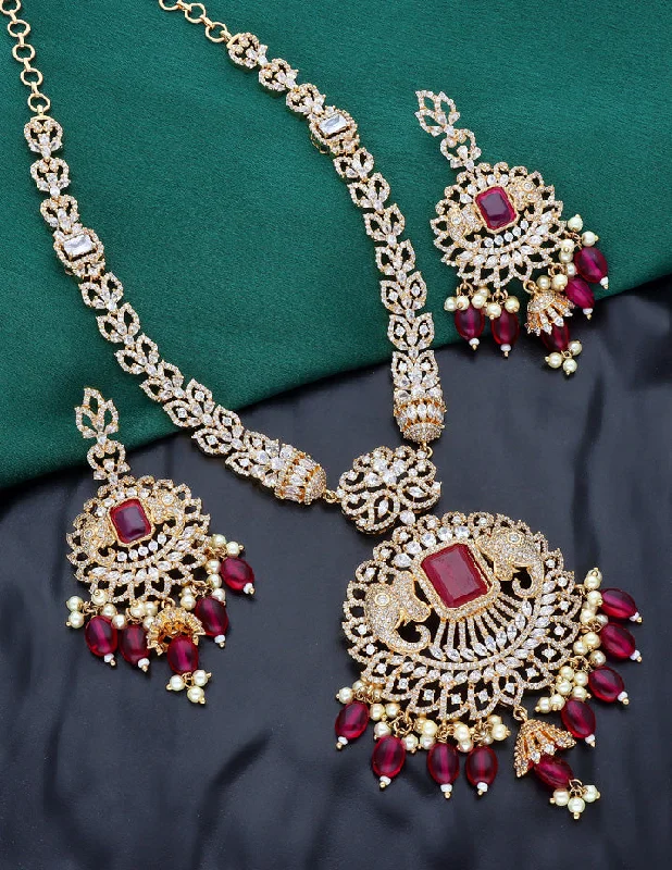 women’s red gemstone necklaces-Zirconia Designer Necklace Set