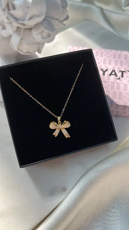 women’s cubic zirconia necklaces-Nora bow necklace