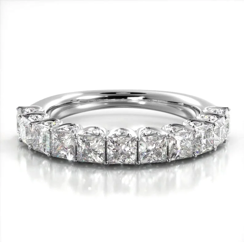 women’s minimalistic engagement rings-1.88 ct. Princess And Round Diamond Wedding Band