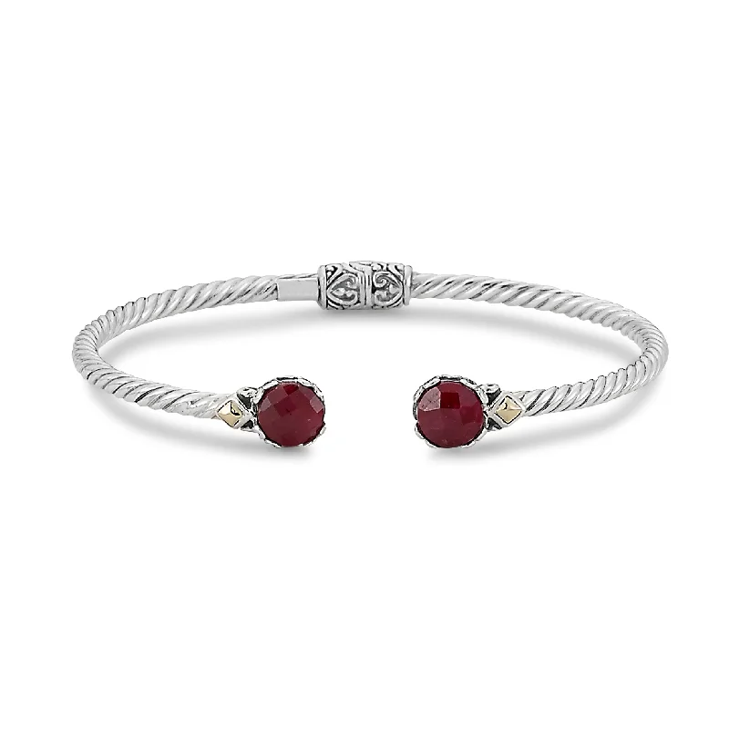 women’s solid silver bracelets-Samuel B. Ruby Birthstone Glow Bangle Bracelet - July