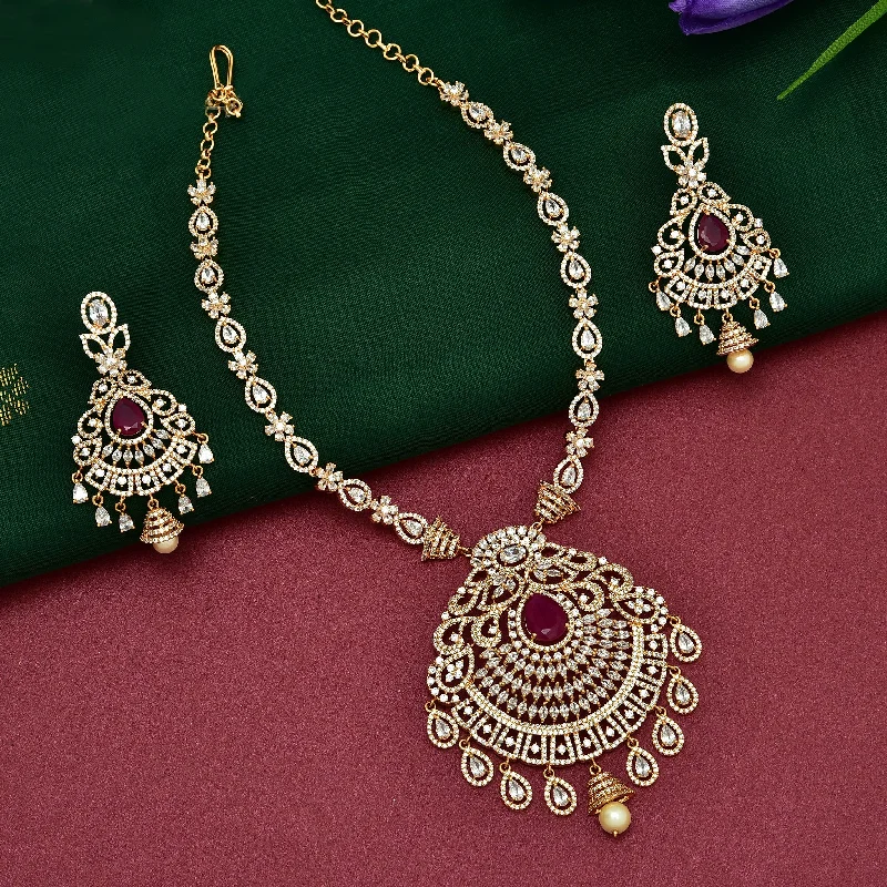 women’s long necklaces-Zirconia Necklace Set