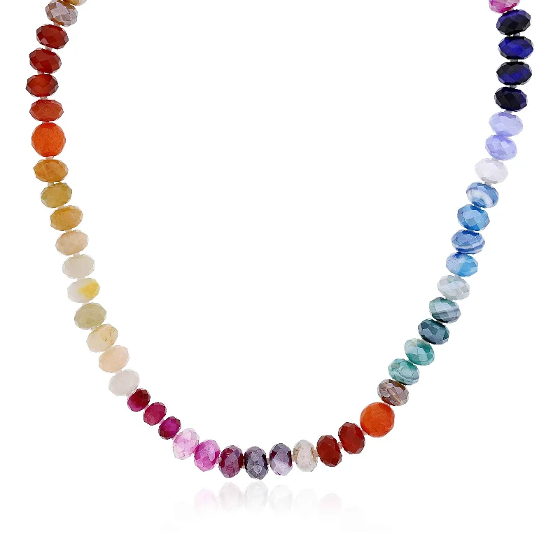 women’s layered necklaces-Multicolored Gemstone Beads Necklace, 20 Inches